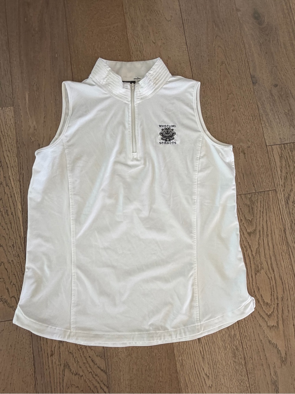 Belyn Key Women's White Sleeveless Golf Shirt - Size L - Whistling Straits Logo